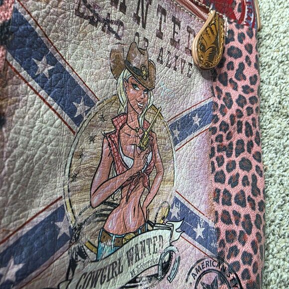 Cowgirl Wanted Rhinestone Shoulder Bag Crossbody Purse Animal Print Western - Picture 5 of 13